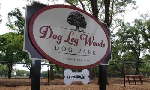 Sign at Dog Leg Woods Dog Park in Lakeland, FL