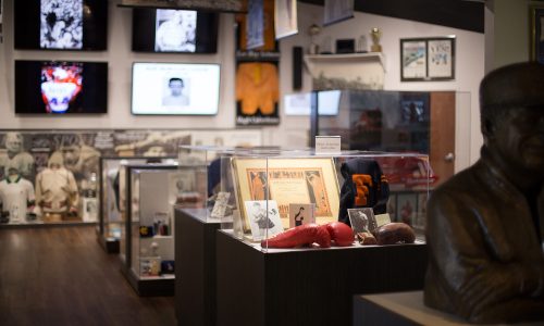 Sports memorabilia from Florida athletes on display at Florida Sports Hall of Fame Preview Center in Davenport, FL
