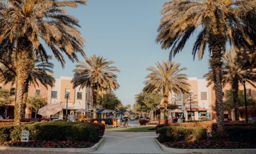 Lawn at lakeside village