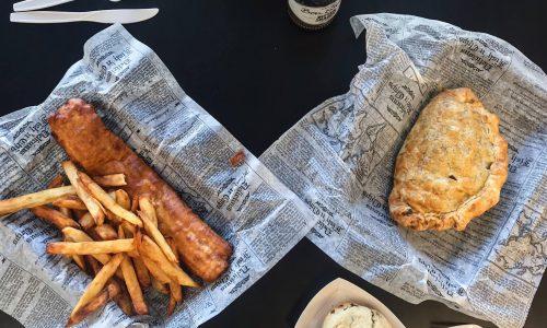 fish and chips and a meat pie from Proper Pie Company in Davenport, FL