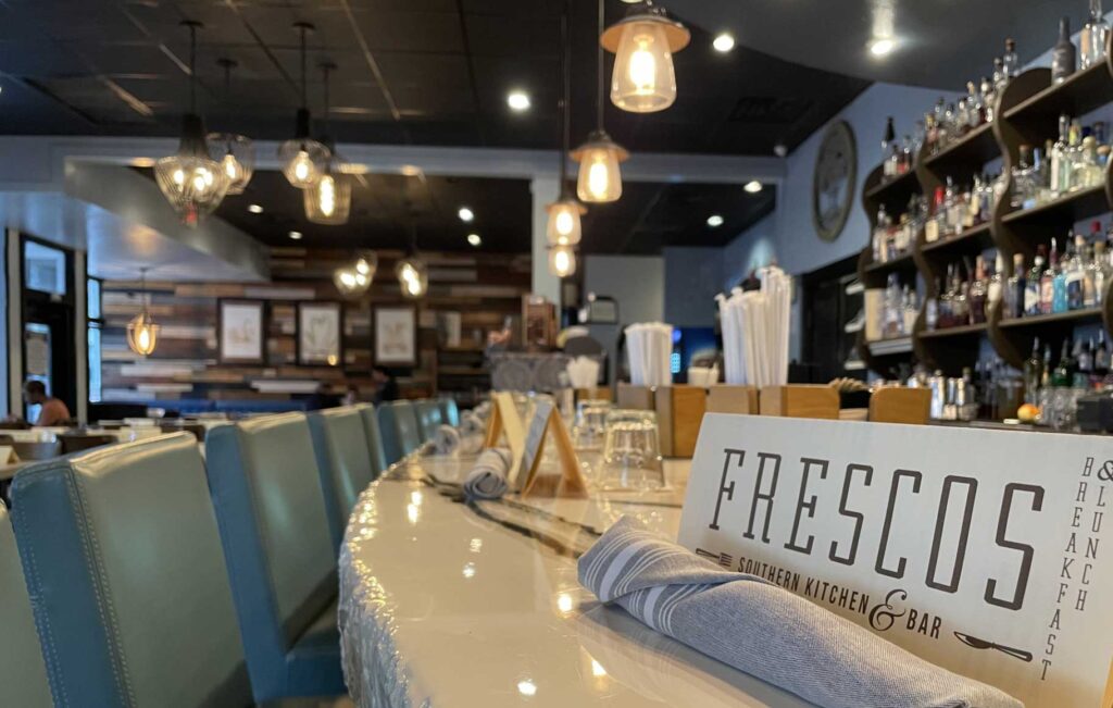 Menu on bar at frescos kitchen