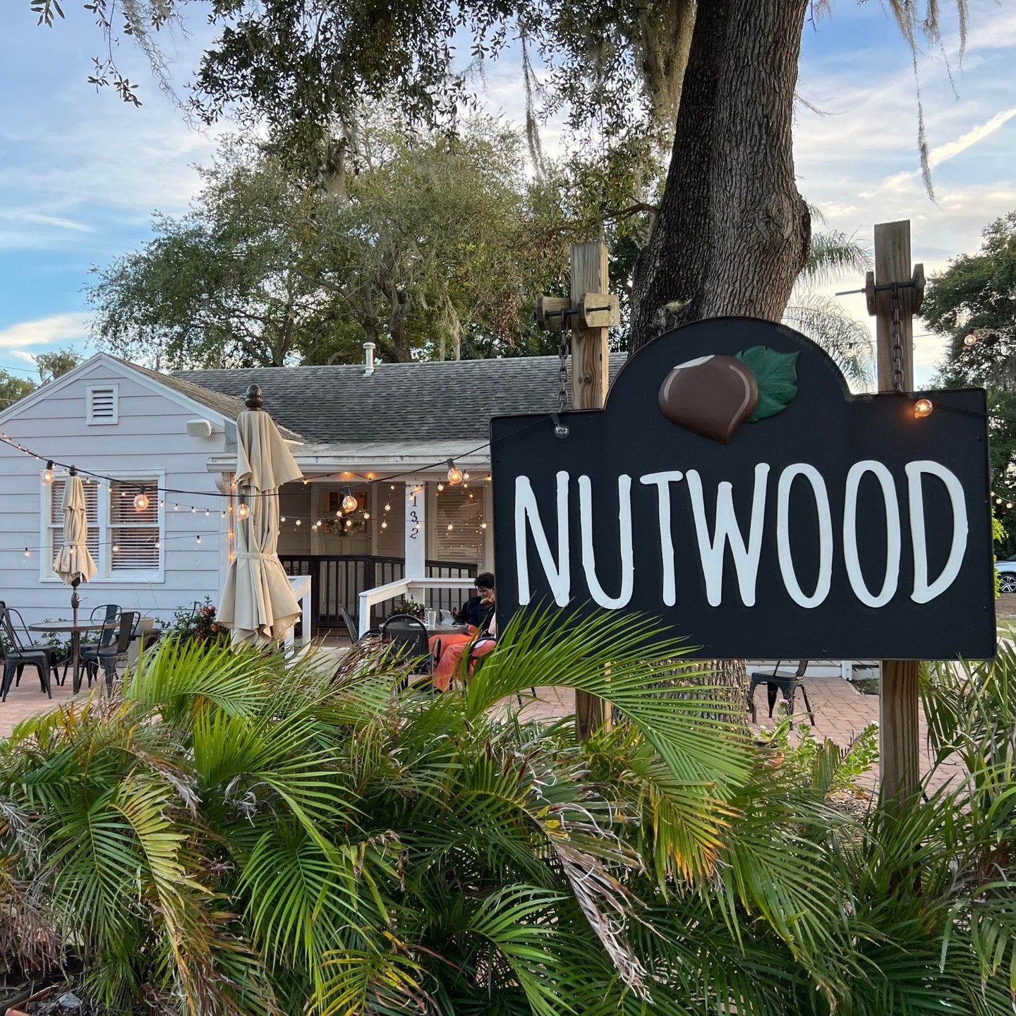 Nutwood's restaurant exterior and sign