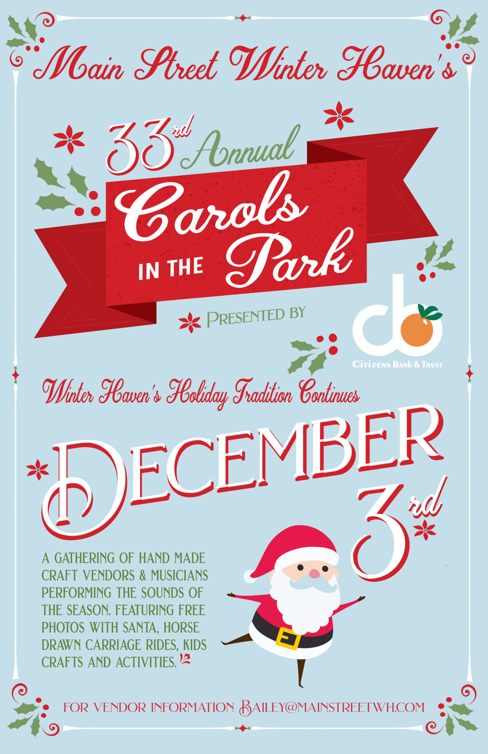 Carols in the park event poster
