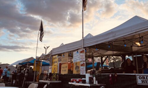 Tents and sunset at PigFest Lakeland