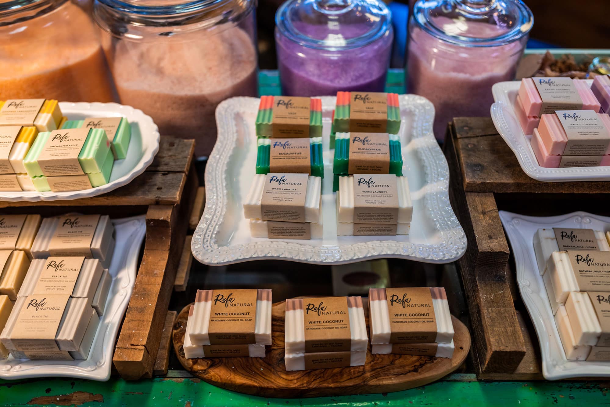 selection of colorful soap for sale at Rafa Natural in Lake Wales, FL