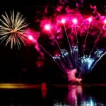 LEGO fireworks over lake at during Holidays at LEGOLAND