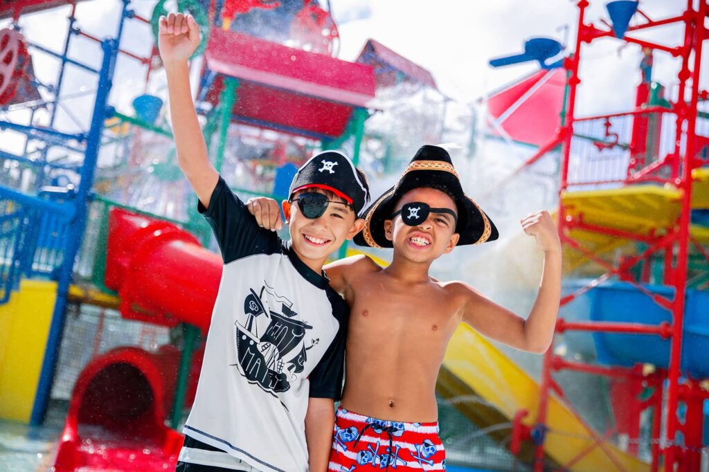 2 kids dressed as pirates at LEGOLAND Florida Water Park