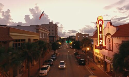 Central Avenue in downtown Winter Haven, FL at dusk