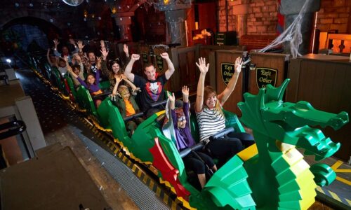 The Dragon Rollercoaster during Halloween Time at LEGOLAND Florida Resort