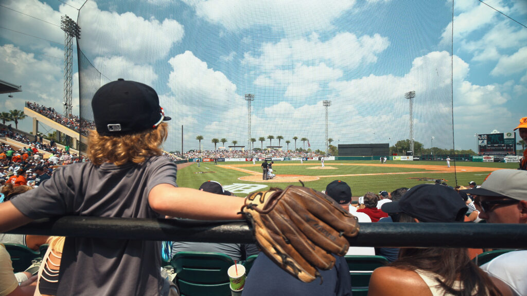 Fans watching Tigers Spring Training game in Lakeland, FL