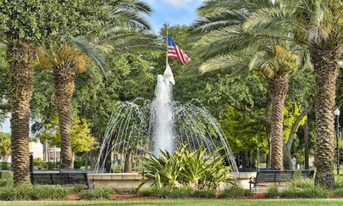 Winter Haven Fountain and American Flag