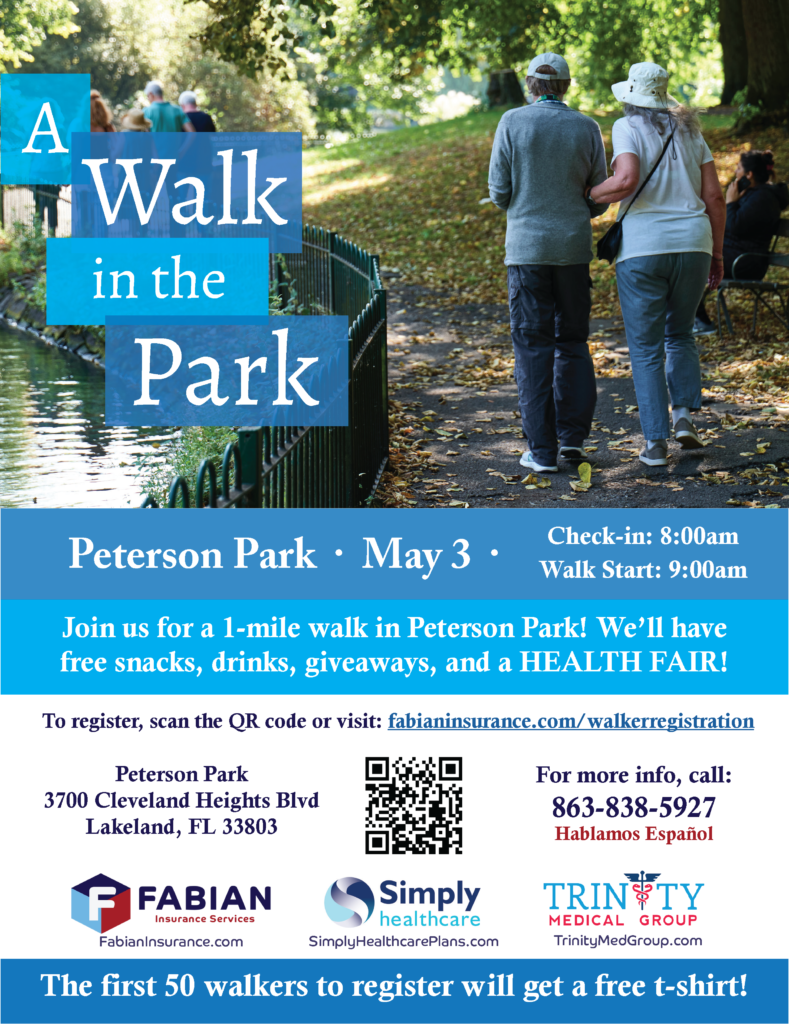 Walk in the Park Flyer with elderly couple walking through park
