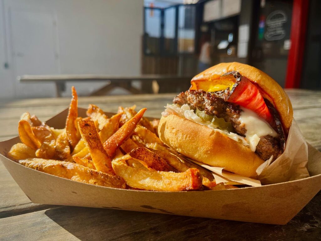 Burger and fries from adlers winter haven