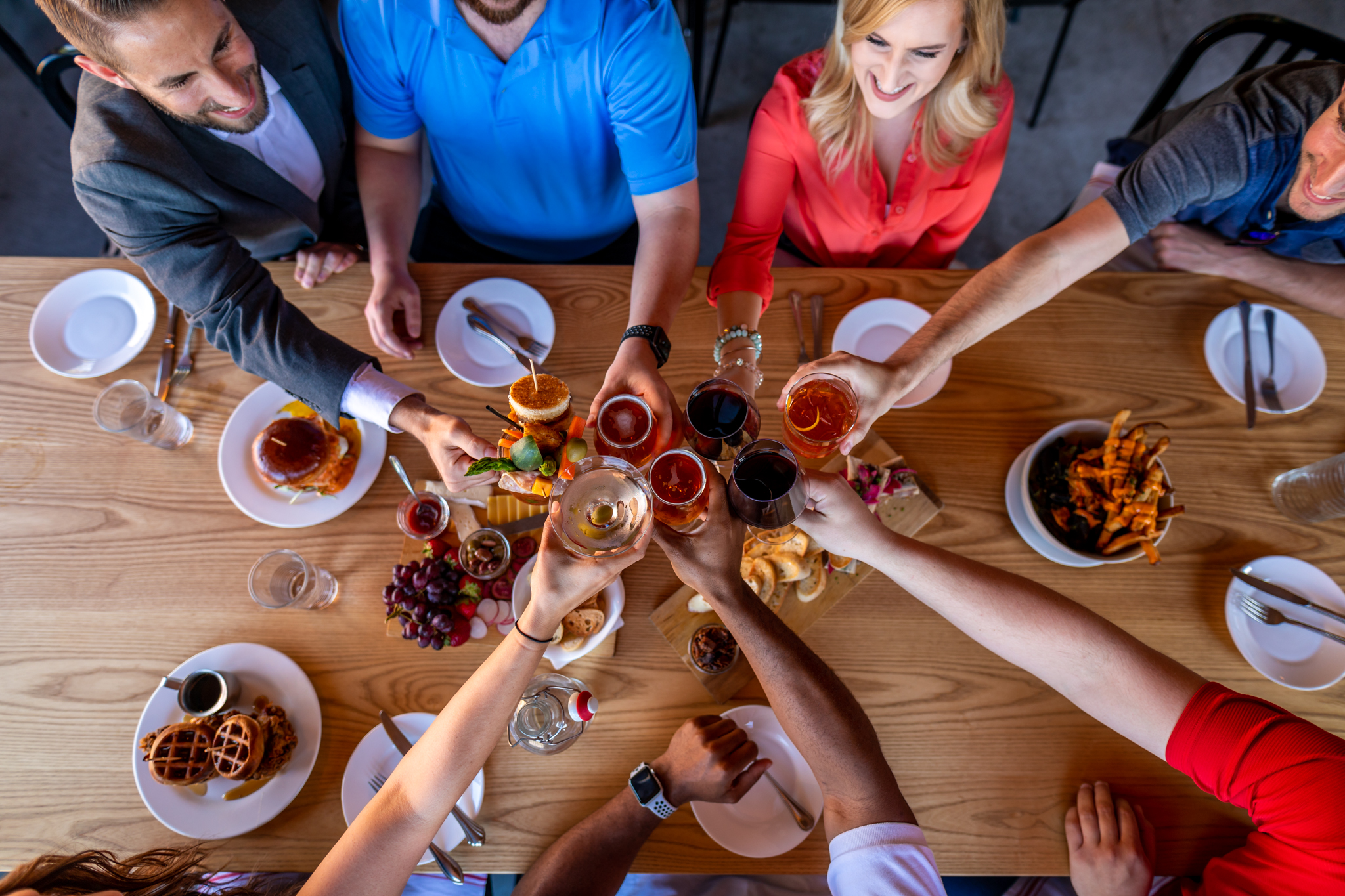 Group of friends dining at Red Door in Lakeland, apart of our A-Z dining guide