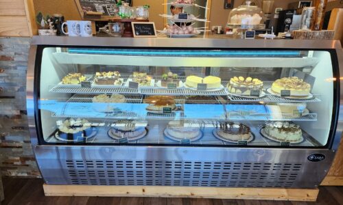 Cheesecake case at Stone Cabin Coffee & Cheesecake