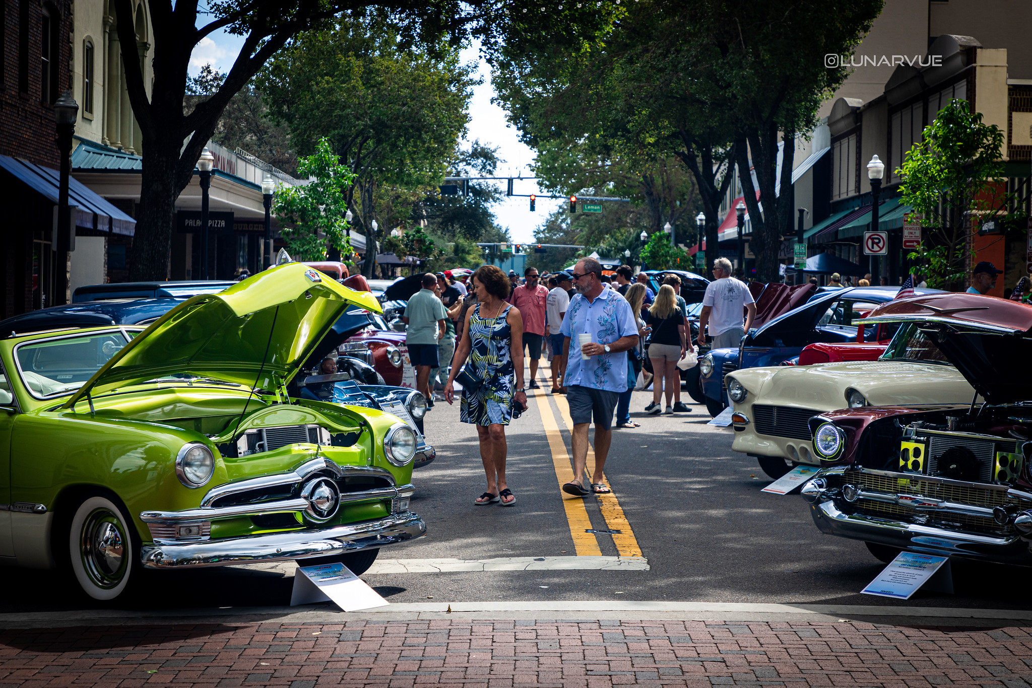 Cars in Downtown Lakeland for the classic car show at the Lake Mirror Classic