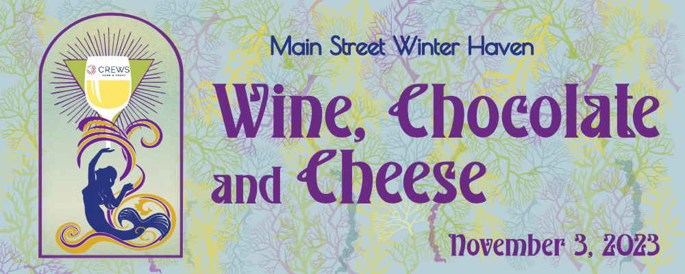 Wine, chocolate, and cheese 2023 event poster