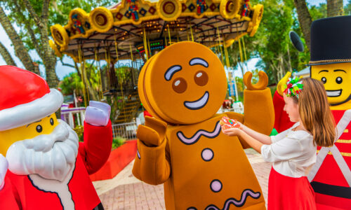 Lego characters at holidays at legoland florida