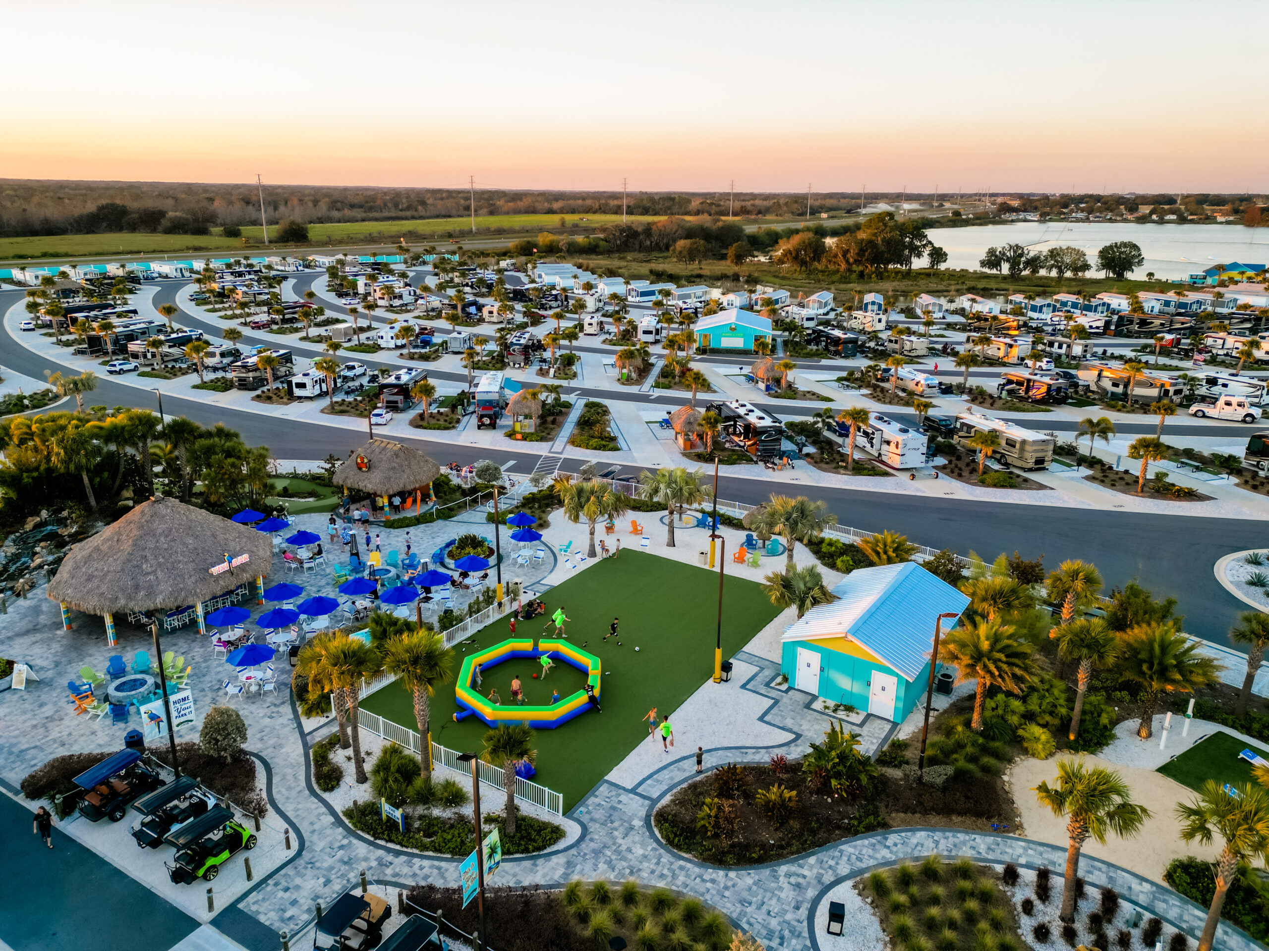 Drone overview of camp margaritaville auburndale