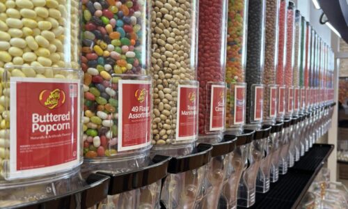Jelly bean dispensers at PALS candy shop in Lakeland