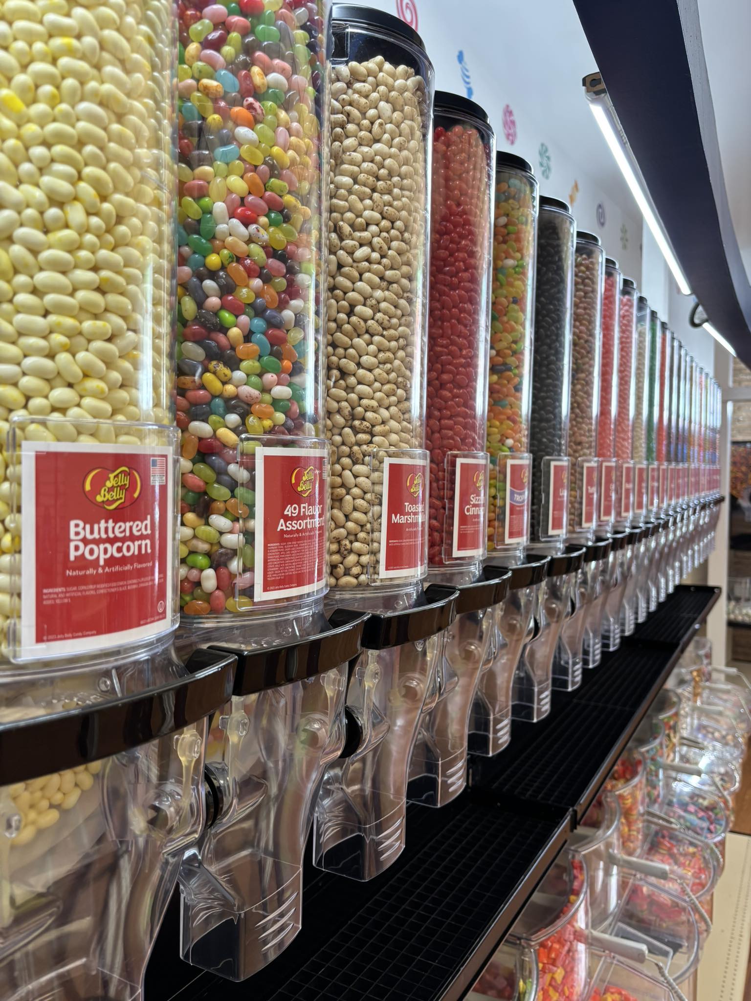 Jelly bean dispensers at PALS candy shop in Lakeland